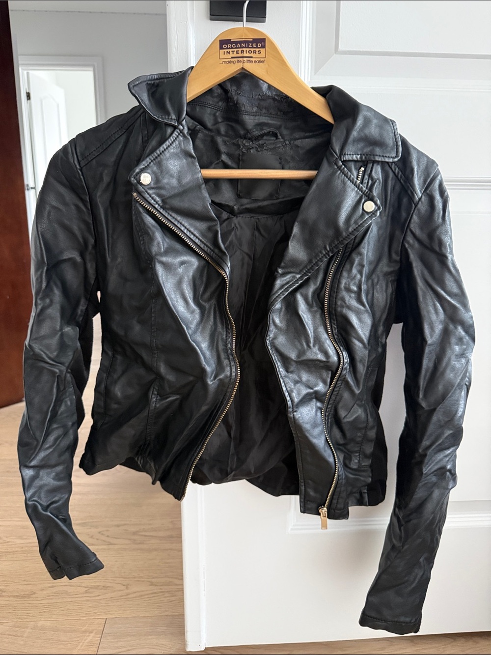 Black Leather Moto Jacket - Unbranded